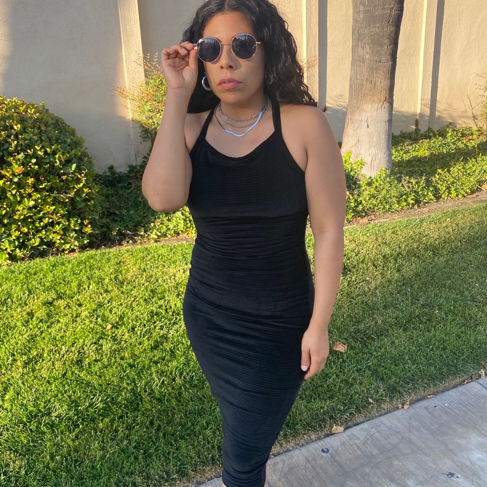 Black Luminous Midi Dress